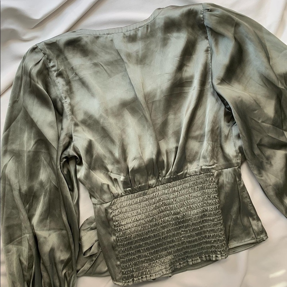 Abercrombie & Fitch Green Satin top - Picture 3 of 3
